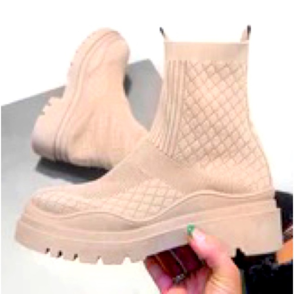 CELINA Chunky Sock Fit Ankle Boots-Mocha